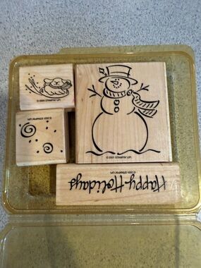 Stampin' Up! Wood Mount Holiday Stamps in Natural Wood and Black